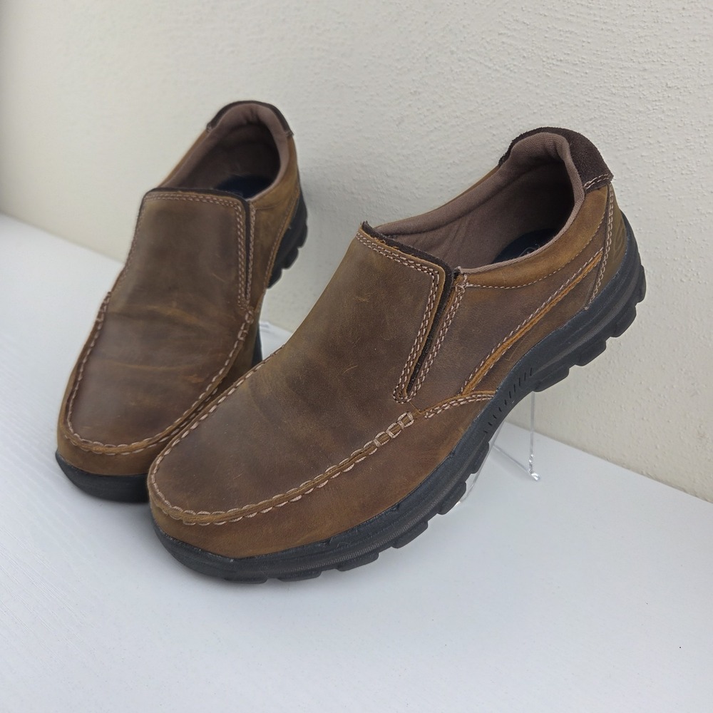 Skechers Braver Rayland Loafers Men's Size 7.5 Brown Leather Relaxed Fit Shoes
